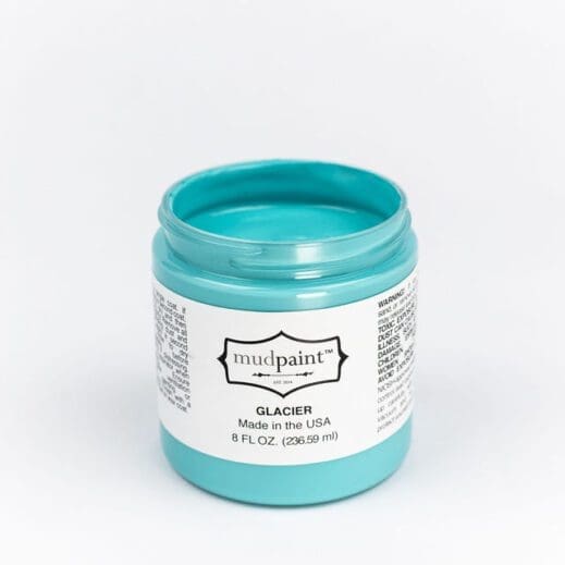 8 ounce container of glacier bright aqua clay furniture paint