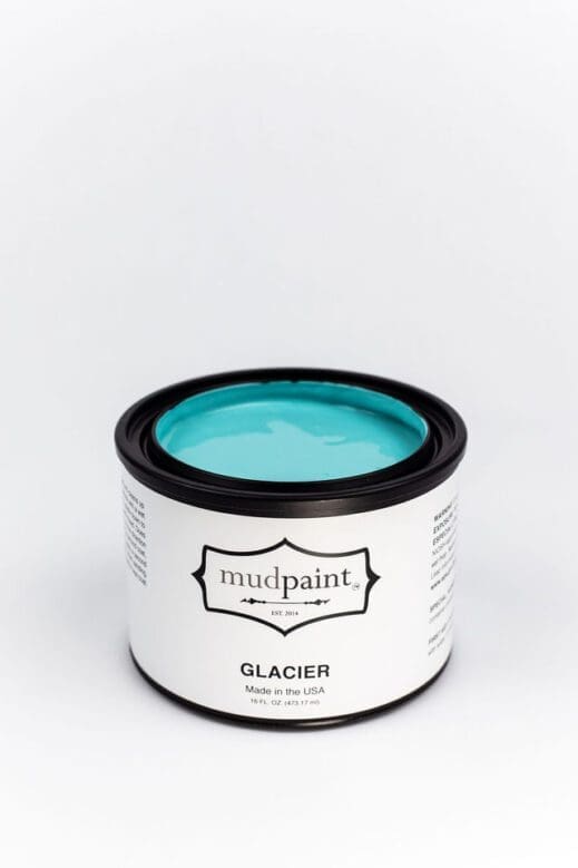 pint container of glacier bright aqua clay furniture paint