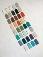 assorted hand painted color chips with MudPaint clay furniture paint