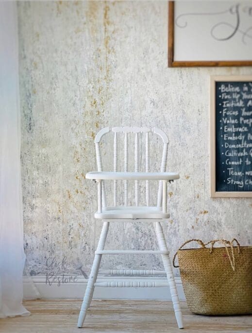 small chair painted in pure white clay furniture paint by MudPaint