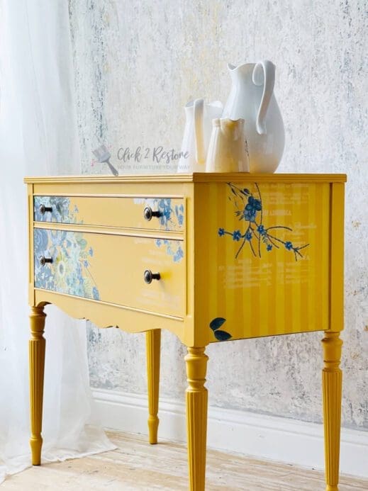 small nightstand painted in butternut mudpaint clay furniture paint