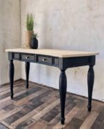 elegant mid-century side table painted in just black clay furniture black paint by MudPaint