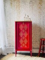 Bright red dresser drawer set painted in pomegranate clay red furniture paint by mudPaint