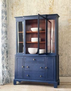 Large kitchen hutch painted in Catalina royal blue clay paint by MudPaint