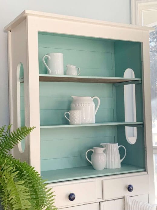 Breakfast nook painted in light aqua clay mist furniture paint by MudPaint