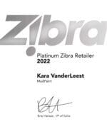 Certificate indicating Platinum status as a Zibra Retailer for Zibra synthetic bristle paintbrushes