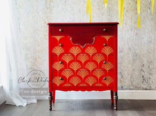 Beautiful red painted drawer set finished with red clay furniture paint by MudPaint