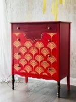 Beautiful red painted drawer set finished with red clay furniture paint by MudPaint
